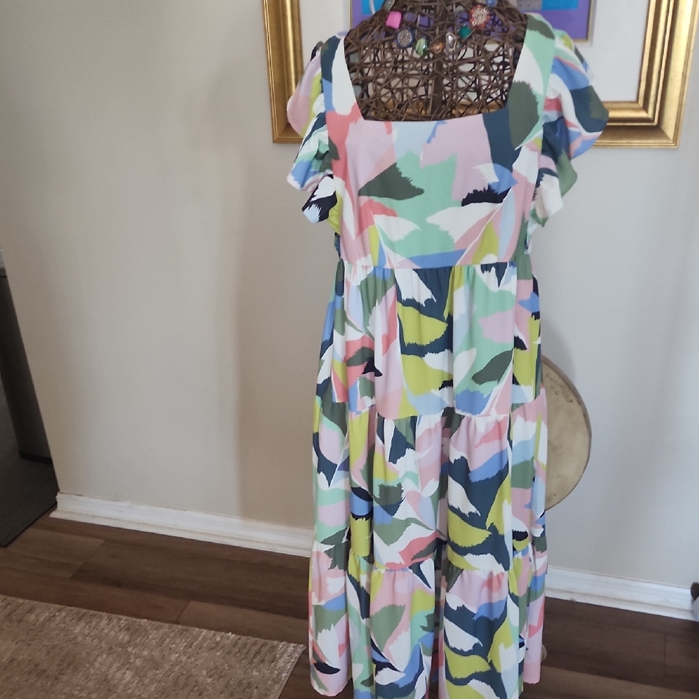 Crosby By Moll Burch Eloise NEW Multicolor Abstract Midi Dress